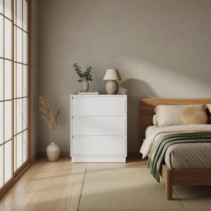 English Elm 23.6 Inch Wood Grain 3 Drawer Chest with Soft Close Glides for Bedroom or Entryway White B082P529503