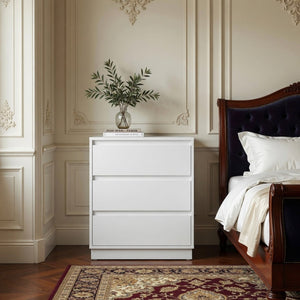 English Elm 23.6 Inch Wood Grain 3 Drawer Chest with Soft Close Glides for Bedroom or Entryway White B082P529503