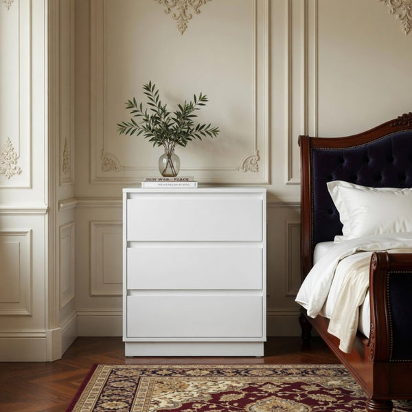 English Elm 23.6 Inch Wood Grain 3 Drawer Chest with Soft Close Glides for Bedroom or Entryway White B082P529503
