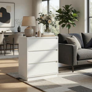 English Elm 23.6 Inch Wood Grain 3 Drawer Chest with Soft Close Glides for Bedroom or Entryway White B082P529503