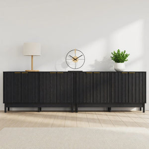 English Elm 55.12"wide Fluted Matte Buffet Cabinet with Gold Hardware and Adjustable Interior Shelving Black B082P529507