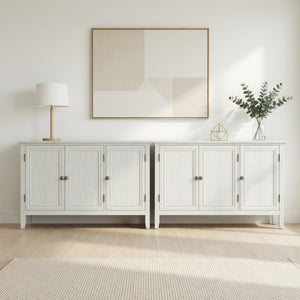 English Elm 47.2"wide Bohemian Buffet with Fluted Doors Antique Bronze Handles and Adjustable Shelves B082P529509