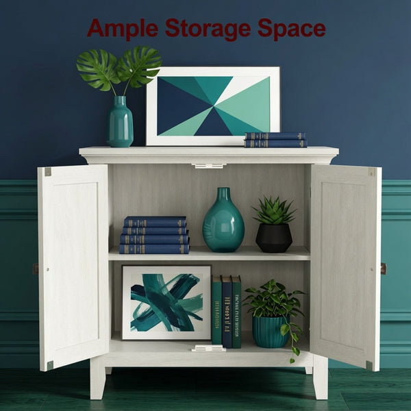 English Elm 27.5"wide Bohemian Fluted Buffet Cabinet with Antique Bronze Handles and Adjustable Shelf B082P529510