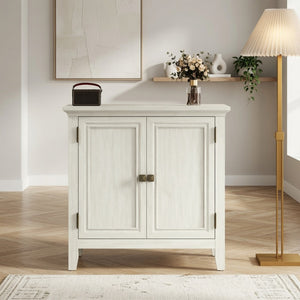 English Elm 27.5"wide Bohemian Fluted Buffet Cabinet with Antique Bronze Handles and Adjustable Shelf B082P529510