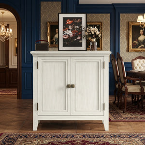 English Elm 27.5"wide Bohemian Fluted Buffet Cabinet with Antique Bronze Handles and Adjustable Shelf B082P529510
