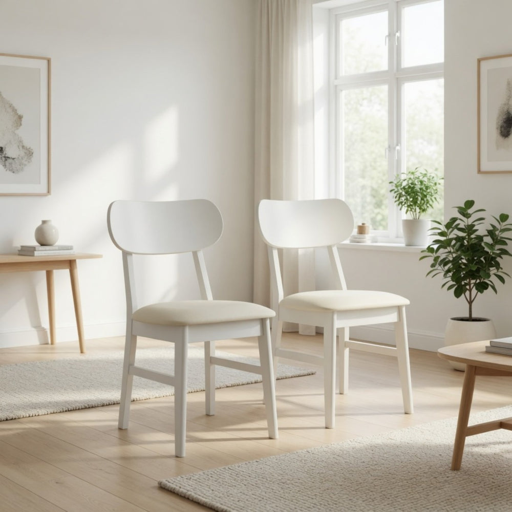 English Elm 22" Wide Pu Leather Dining Chairs Set of 2 with Rubberwood Legs and Curved Back B082P529527