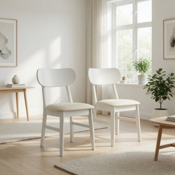 English Elm 22" Wide Pu Leather Dining Chairs Set of 2 with Rubberwood Legs and Curved Back B082P529527
