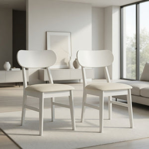 English Elm 22" Wide Pu Leather Dining Chairs Set of 2 with Rubberwood Legs and Curved Back B082P529527