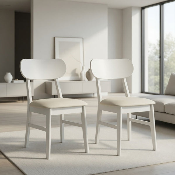 English Elm 22" Wide Pu Leather Dining Chairs Set of 2 with Rubberwood Legs and Curved Back B082P529527