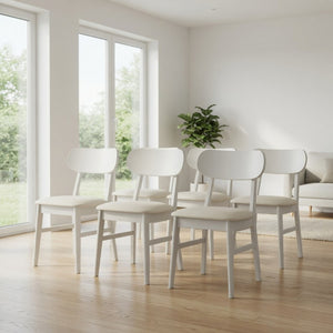 English Elm 22" Wide Pu Leather Dining Chairs Set of 2 with Rubberwood Legs and Curved Back B082P529527