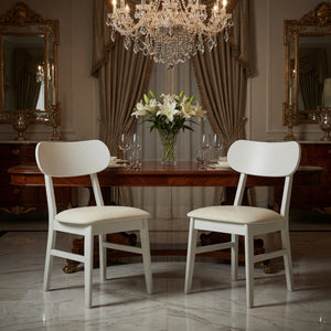 English Elm 22" Wide Pu Leather Dining Chairs Set of 2 with Rubberwood Legs and Curved Back B082P529527