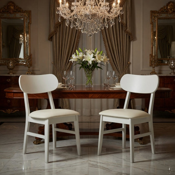 English Elm 22" Wide Pu Leather Dining Chairs Set of 2 with Rubberwood Legs and Curved Back B082P529527