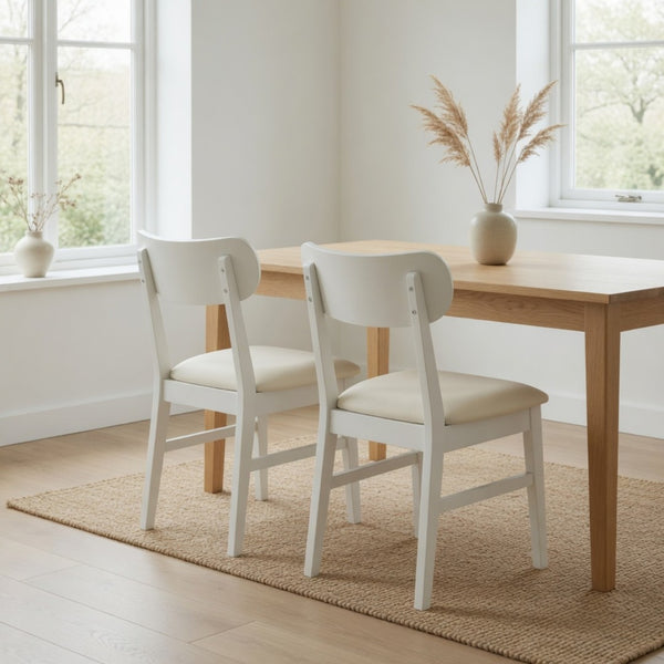 English Elm 22" Wide Pu Leather Dining Chairs Set of 2 with Rubberwood Legs and Curved Back B082P529527