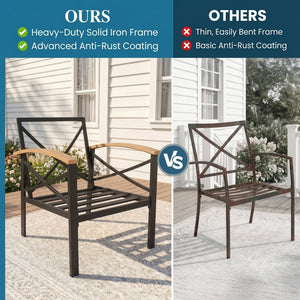 English Elm 2 Piece Iron Frame Outdoor Armchair Set with Washable Cushions for Patio Deck Gray B082P532115