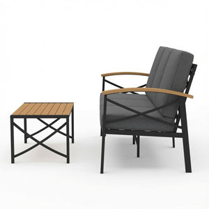 English Elm 2 Piece Outdoor Patio Sofa Set Heavy Iron Frame Washable Cushions Hdps Coffee Table Gray B082P532120
