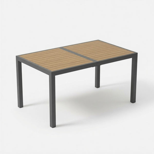 English Elm 59” 59" Outdoor Aluminum Rectangle Dining Table with Uv Resistant Hdps Slatted Top B082P533594