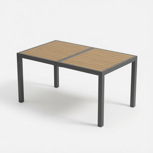 English Elm 59” 59" Outdoor Aluminum Rectangle Dining Table with Uv Resistant Hdps Slatted Top B082P533594