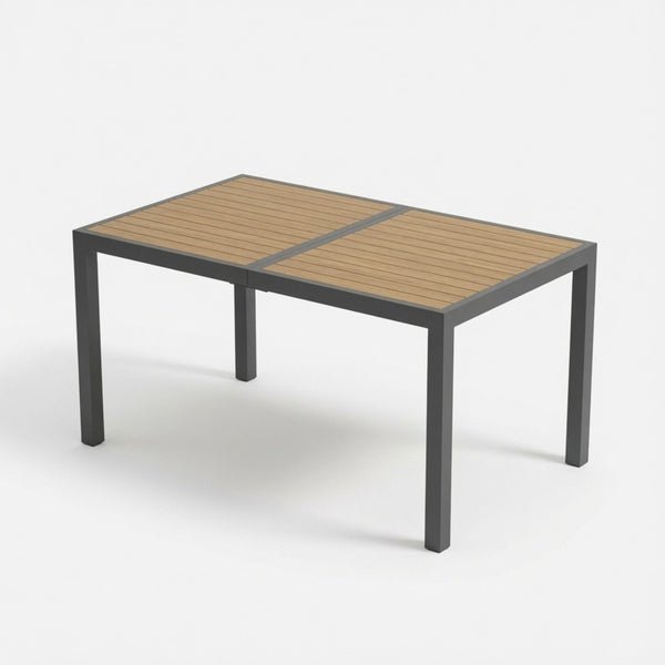 English Elm 59” 59" Outdoor Aluminum Rectangle Dining Table with Uv Resistant Hdps Slatted Top B082P533594