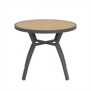 English Elm 35.4 Inch Round Outdoor Dining Table Aluminum Frame HDPS Slatted All Weather Patio B082P533599