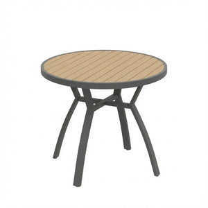 English Elm 35.4 Inch Round Outdoor Dining Table Aluminum Frame HDPS Slatted All Weather Patio B082P533599
