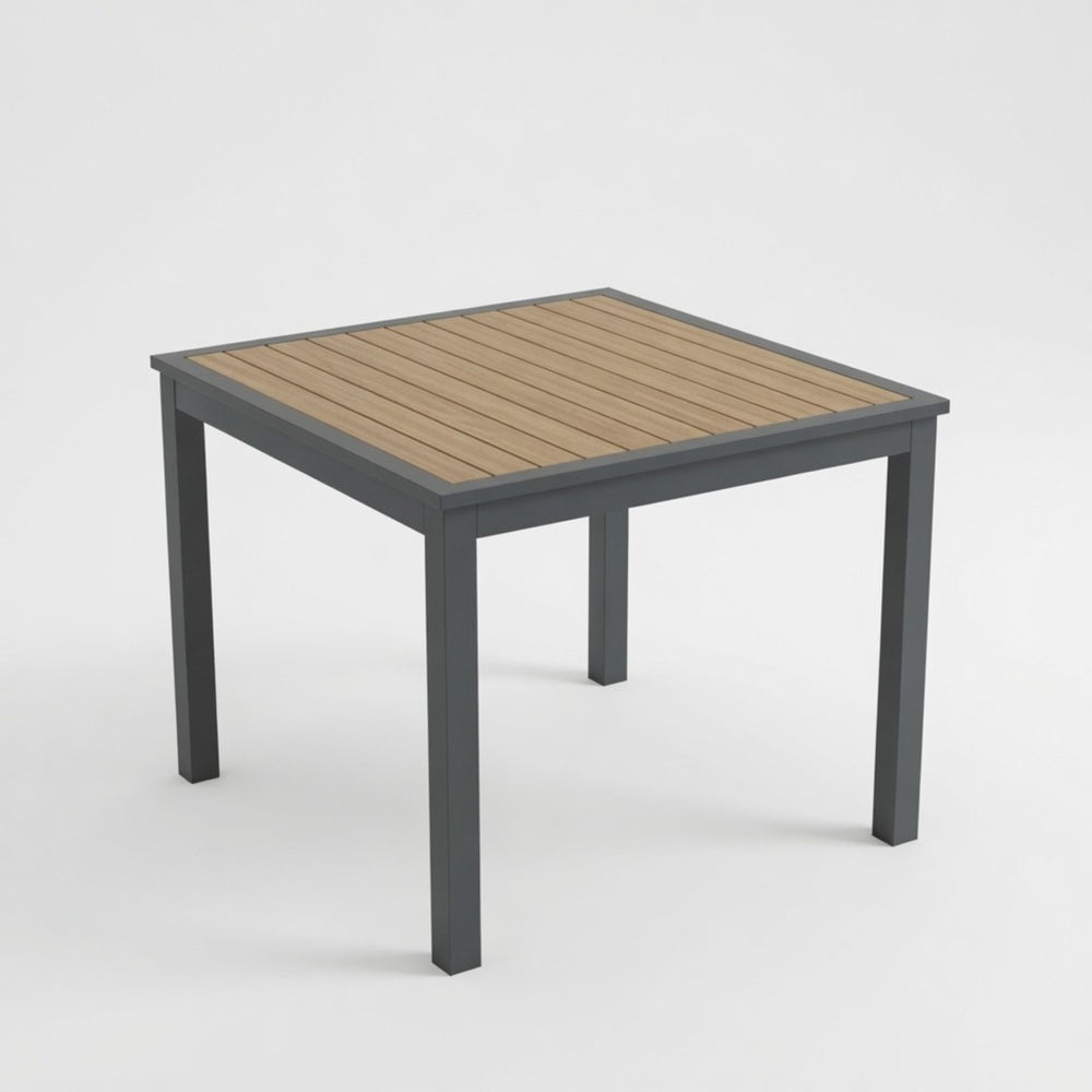 English Elm 35.4 Inch Square Outdoor Dining Table with HDPS Slatted Top and Powder Coated Aluminum Frame B082P533600