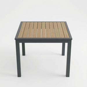 English Elm 35.4 Inch Square Outdoor Dining Table with HDPS Slatted Top and Powder Coated Aluminum Frame B082P533600