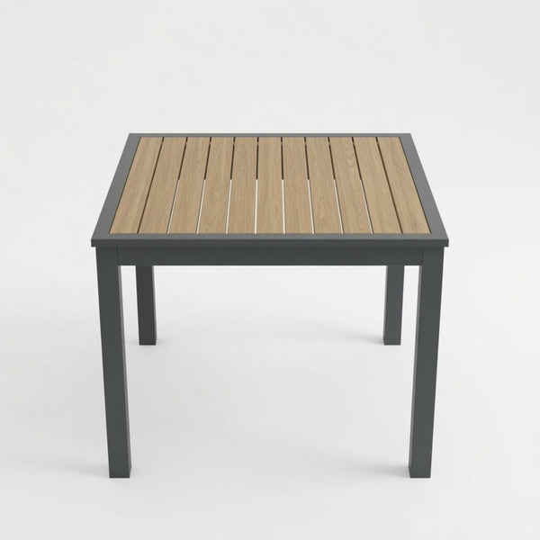English Elm 35.4 Inch Square Outdoor Dining Table with HDPS Slatted Top and Powder Coated Aluminum Frame B082P533600