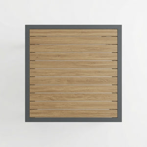 English Elm 35.4 Inch Square Outdoor Dining Table with HDPS Slatted Top and Powder Coated Aluminum Frame B082P533600