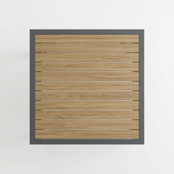 English Elm 35.4 Inch Square Outdoor Dining Table with HDPS Slatted Top and Powder Coated Aluminum Frame B082P533600