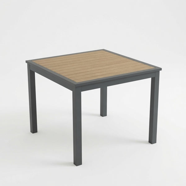 English Elm 35.4 Inch Square Outdoor Dining Table with HDPS Slatted Top and Powder Coated Aluminum Frame B082P533600