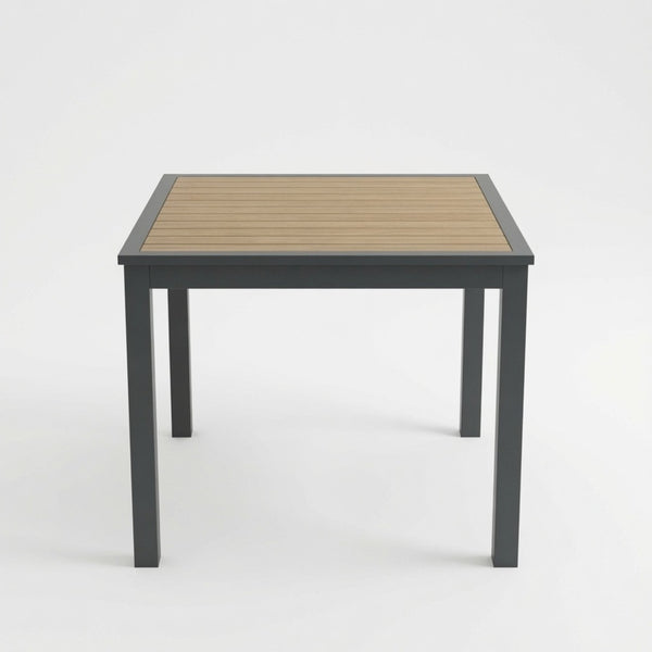 English Elm 35.4 Inch Square Outdoor Dining Table with HDPS Slatted Top and Powder Coated Aluminum Frame B082P533600