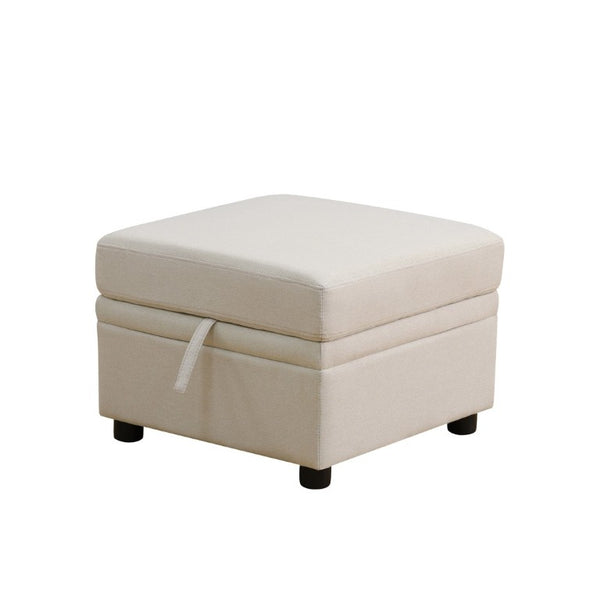 English Elm 23 Inch Square Sackcloth Ottoman Solid Wood Frame Footrest for Living Room Seating B082P557766