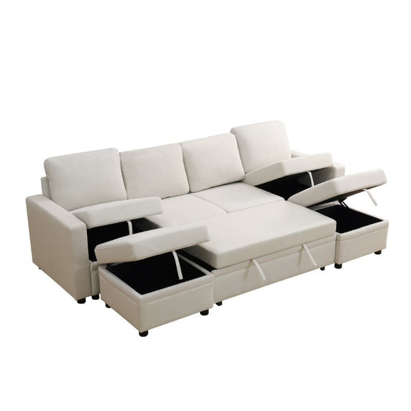 English Elm 23 Inch Square Sackcloth Ottoman Solid Wood Frame Footrest for Living Room Seating B082P557766