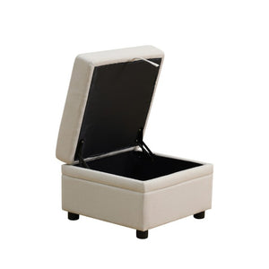 English Elm 23 Inch Square Sackcloth Ottoman Solid Wood Frame Footrest for Living Room Seating B082P557766