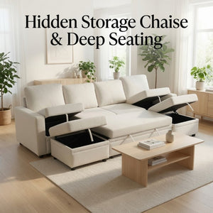 English Elm 23 Inch Square Sackcloth Ottoman Solid Wood Frame Footrest for Living Room Seating B082P557766