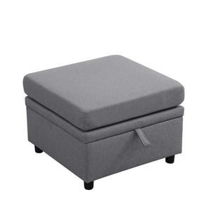 English Elm 23.6 Inch Square Storage Ottoman in Dark Grey Sackcloth with Solid Wood Frame B082P557769