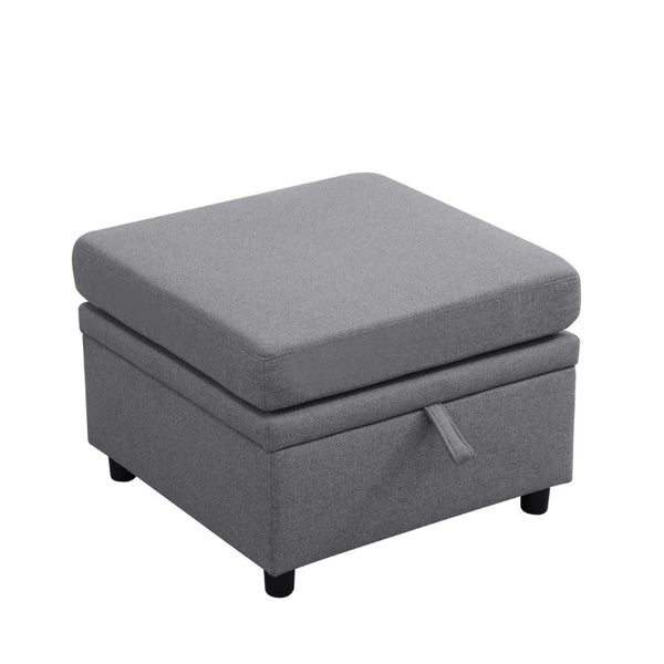 English Elm 23.6 Inch Square Storage Ottoman in Dark Grey Sackcloth with Solid Wood Frame B082P557769