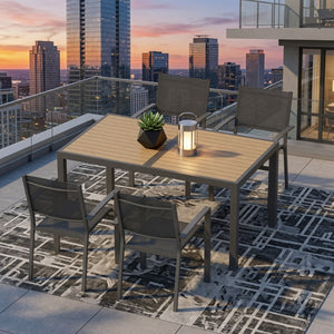 English Elm 5-piece Outdoor Dining Set Aluminum Frame Textilene Mesh Chairs All-weather Patio Garden B082S00140
