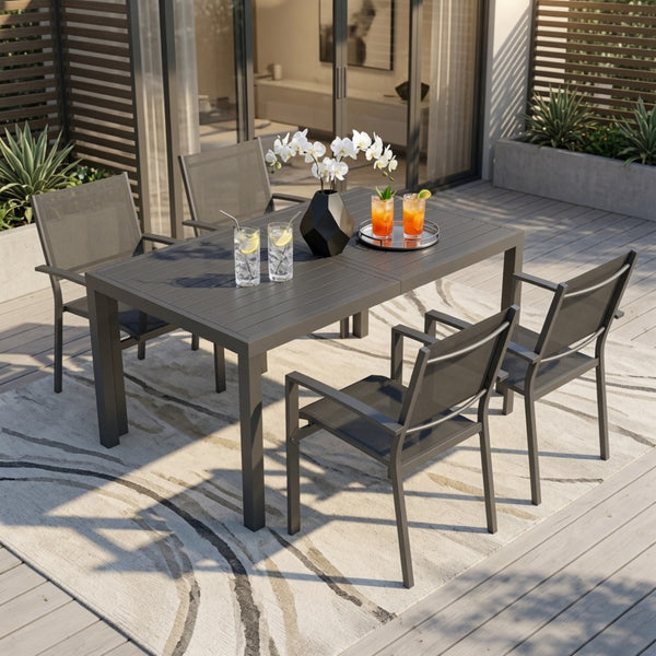 English Elm 5-piece Outdoor Dining Set Aluminum Frame Textilene Mesh Chairs All-weather Patio Garden B082S00140