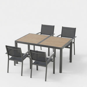 English Elm 5-piece Outdoor Dining Set Aluminum Frame Textilene Mesh Chairs All-weather Patio Garden B082S00140
