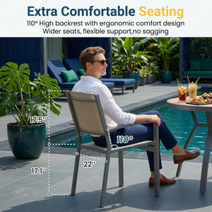 English Elm 5-Piece Outdoor Grey Aluminum Dining Set with Textilene Mesh Chairs for Patio or Deck B082S00142