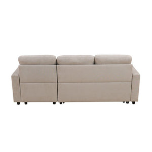 English Elm 83.6 Inch Flannel Sectional Sleeper Sofa with Reversible Chaise and Hidden Storage B082S00143