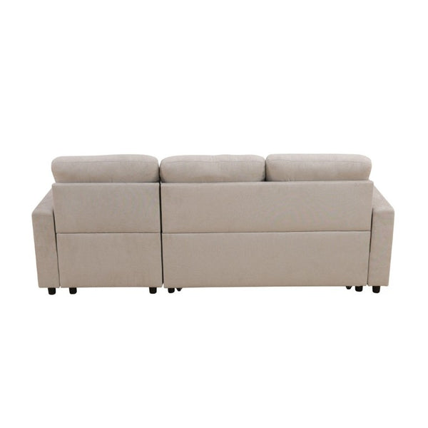 English Elm 83.6 Inch Flannel Sectional Sleeper Sofa with Reversible Chaise and Hidden Storage B082S00143