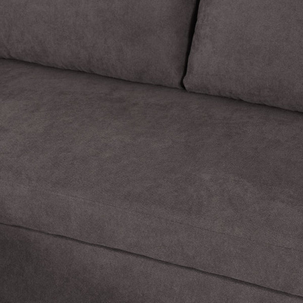 English Elm 83.6 Inch Flannel Sectional Sleeper Sofa with Hidden Chaise Storage for Living Rooms Dark Brown B082S00144