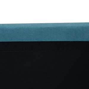 English Elm 83.6 Inch Flannel Sectional Sleeper Sofa with Hidden Chaise Storage for Living Rooms Blue B082S00146