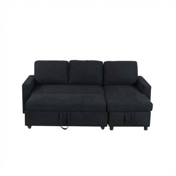 English Elm 83.6 Inch Flannel Sectional Sleeper Sofa with Hidden Chaise Storage and Reversible Layout B082S00147