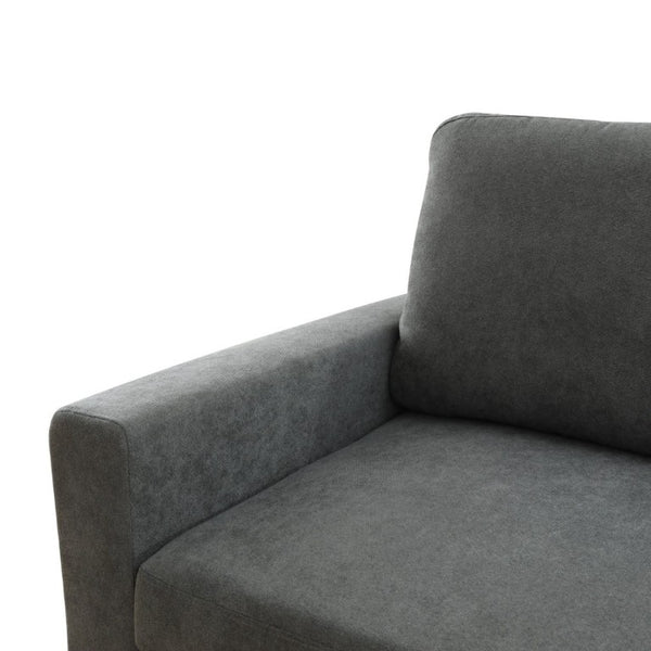 English Elm 83.6 Inch Flannel Sectional Sleeper Sofa with Hidden Chaise Storage for Living Rooms Dark Grey B082S00148