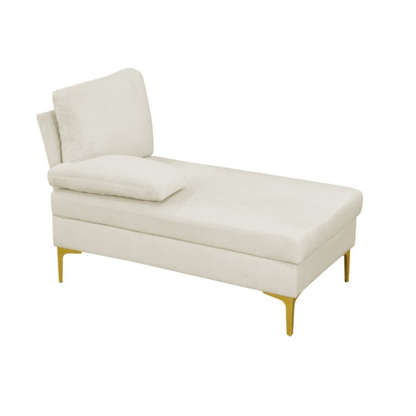 English Elm 99.5 Inch U-Shaped Velvet Sectional with Dual Chaise Gold Legs Living Room Sofa Cream White B082S00149
