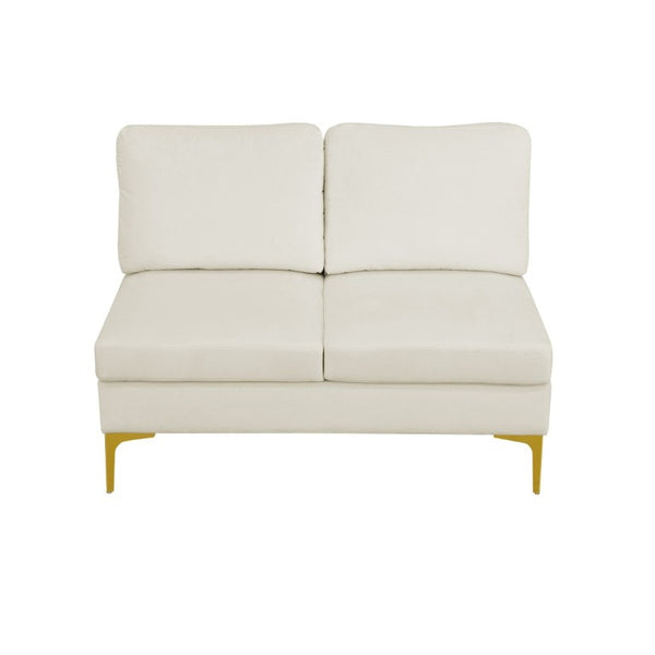 English Elm 99.5 Inch U-Shaped Velvet Sectional with Dual Chaise Gold Legs Living Room Sofa Cream White B082S00149