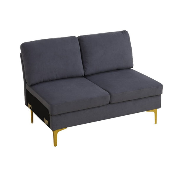 English Elm 99.5 Inch U-Shaped Velvet Sectional with Dual Chaise Gold Legs Living Room Sofa Black Grey B082S00150